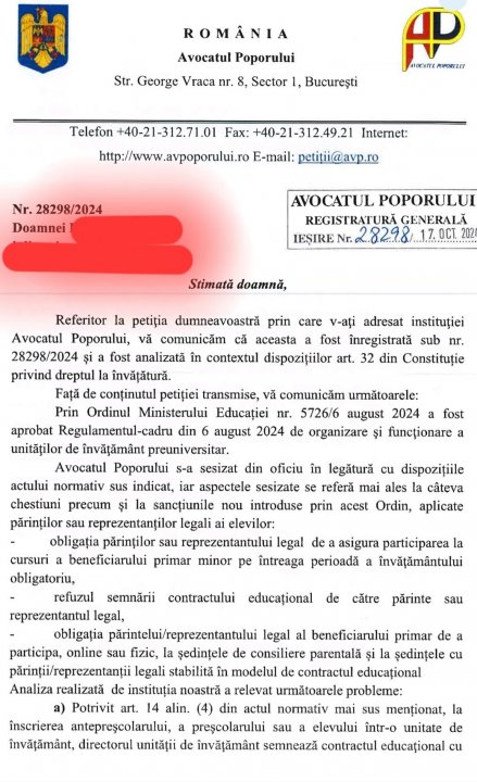 Avocatul poporului s-a sesizat din oficiu în privința contractului educațional ilegal