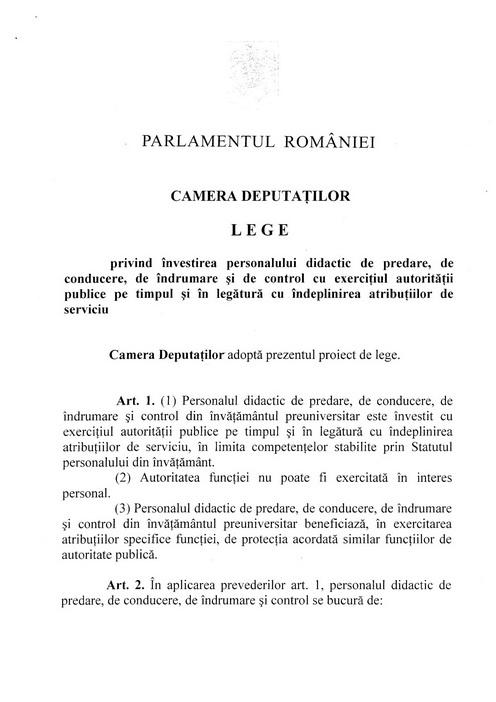 Proiectul de lege privind protecţia cadrelor didactice