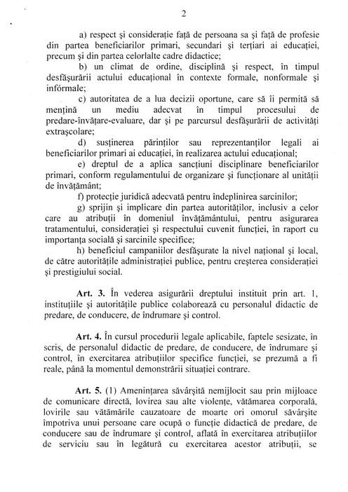 Proiectul de lege privind protecţia cadrelor didactice